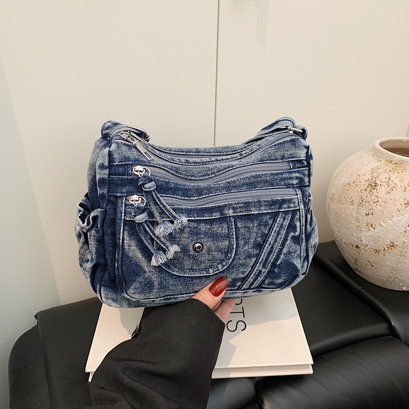 Women'S Kipling Bags - Sokak Stili Retro Mavi Kot Çanta