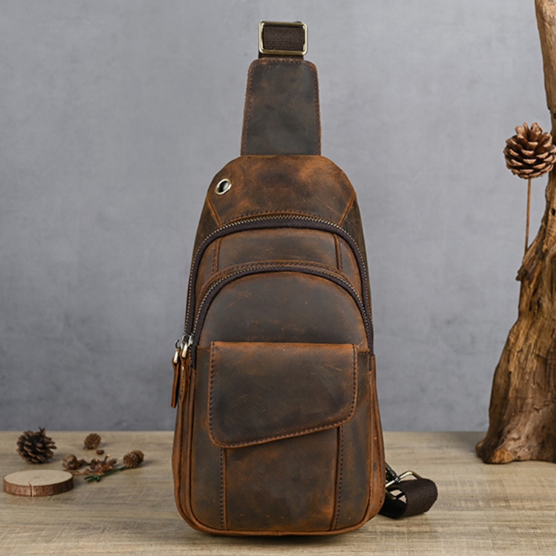 Saddle Bag Leather - Tasarımcı Lüks Çok Fonksiyonlu Erkek Göğüs