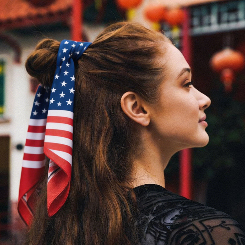 Women Bags Usa - ABD Bayrağı Baskılı Saten İnce Eşarp