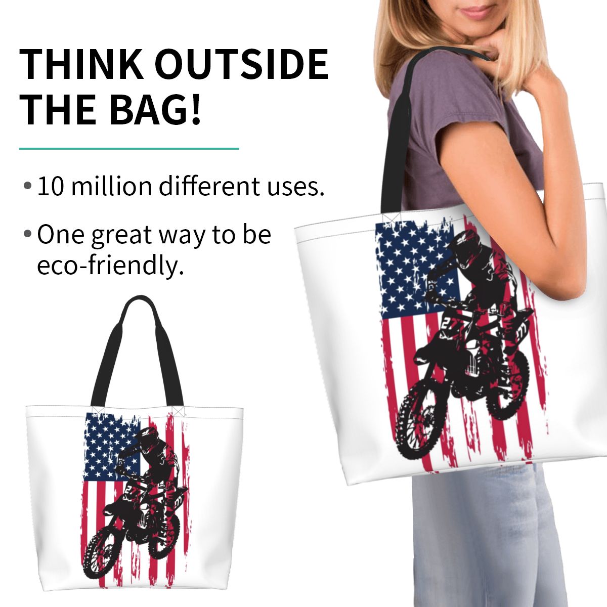 Women Bags Usa - Dirt Bike Motocross ABD Amerikan Bayrağı