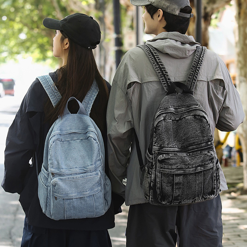 Women'S Kipling Bags - Retro denim sırt çantası büyük kapasiteli