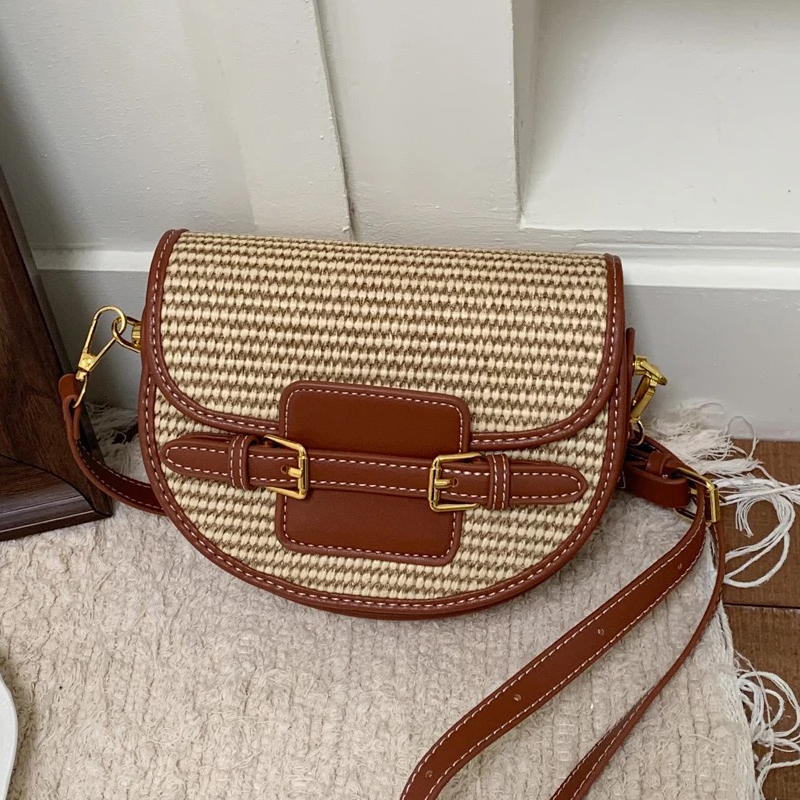 Women Bags Luxury - İngiltere Tarzı Mini Hasır Eyer Çantaları