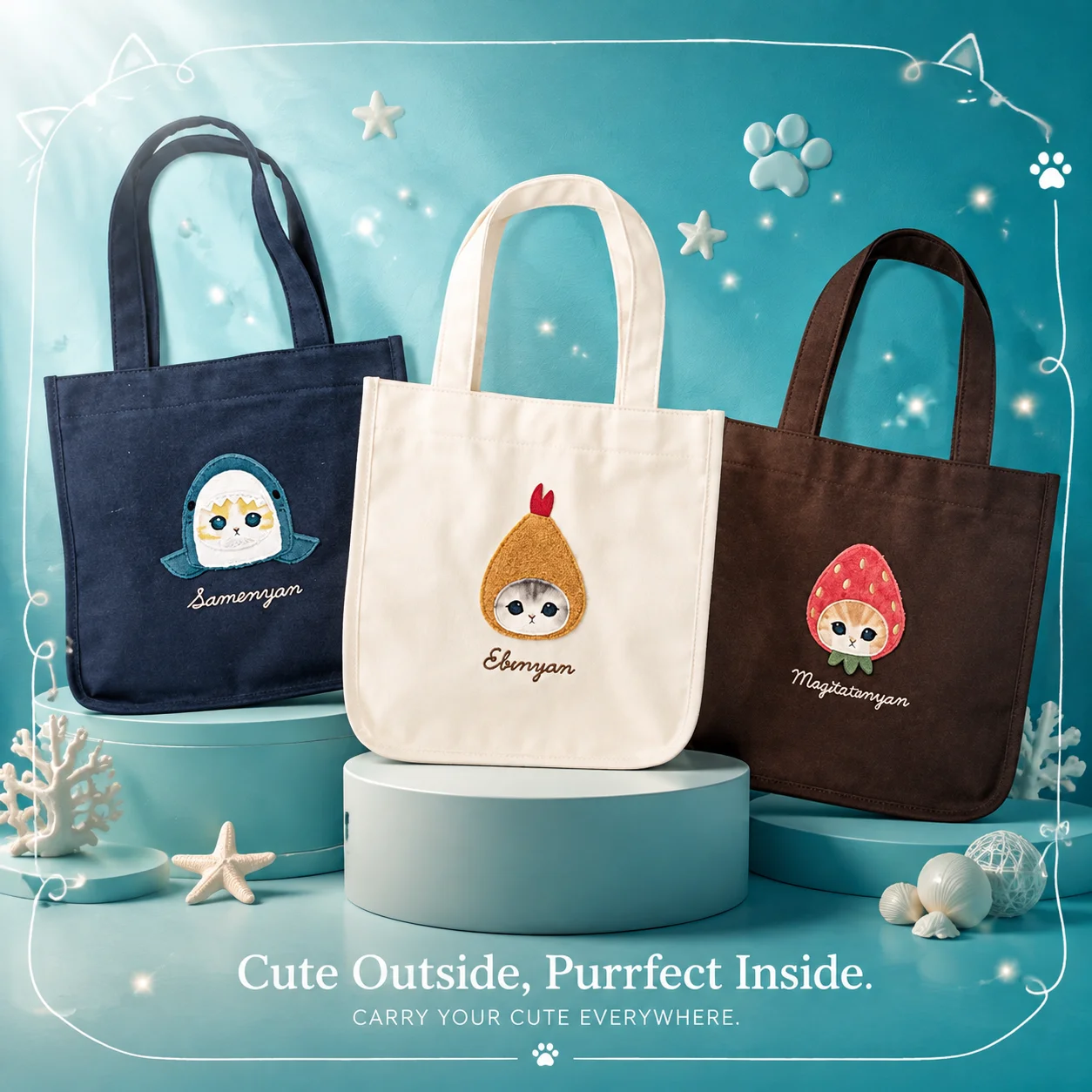 Women Bags Handmade - Japon Mofusand Tarzında Yeni Sevimli Köpekbalığı