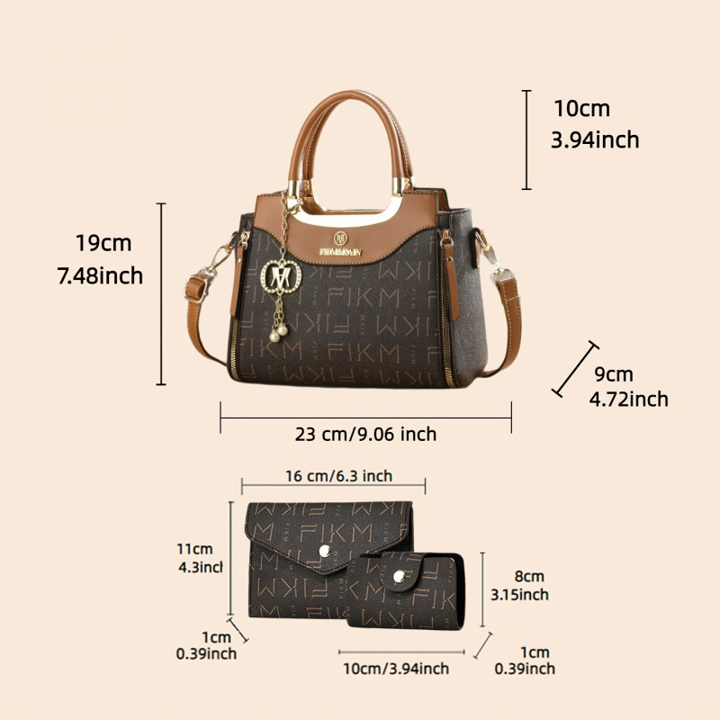 3 parçalı hafif lüks baskılı h - Women Bags Luxury incelemesi ve fiyatı